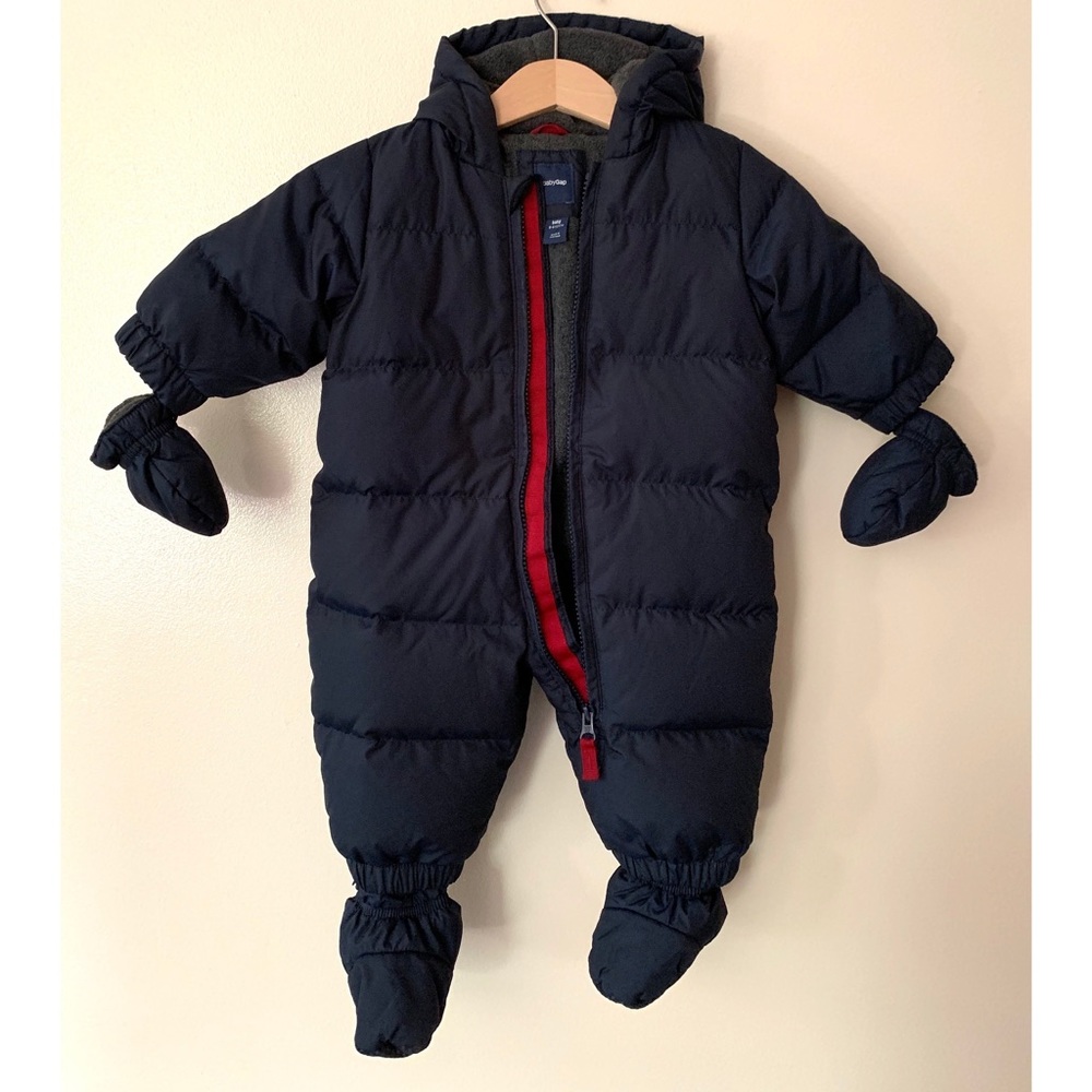 GAP • 0-6 Months • Down Filled Puffer Fleece Lined Snowsuit Navy